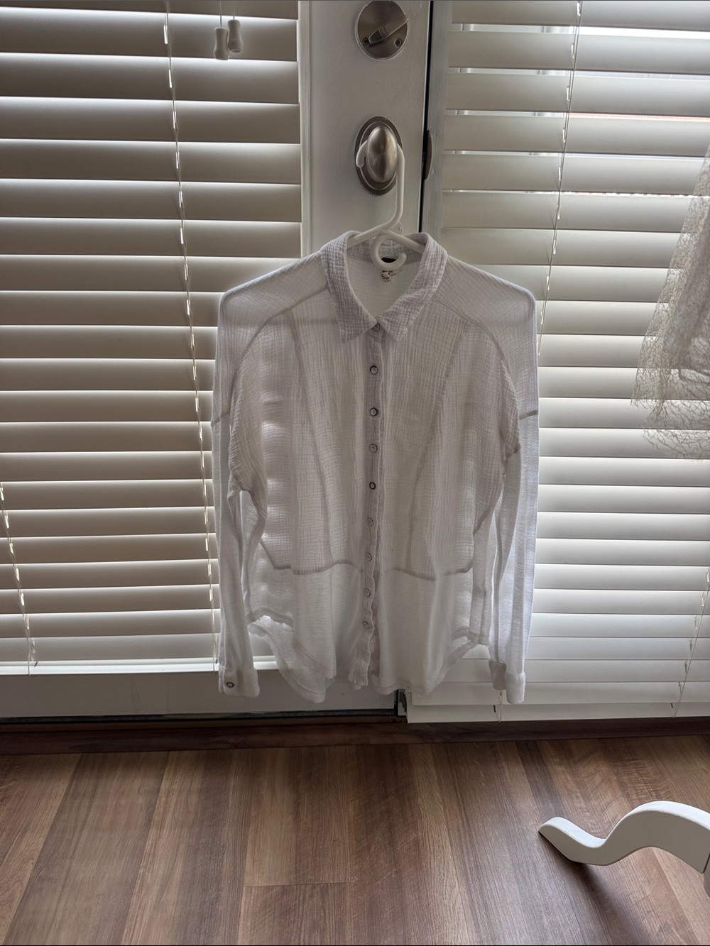 We The Free White Semi-Sheer Button-Down Shirt